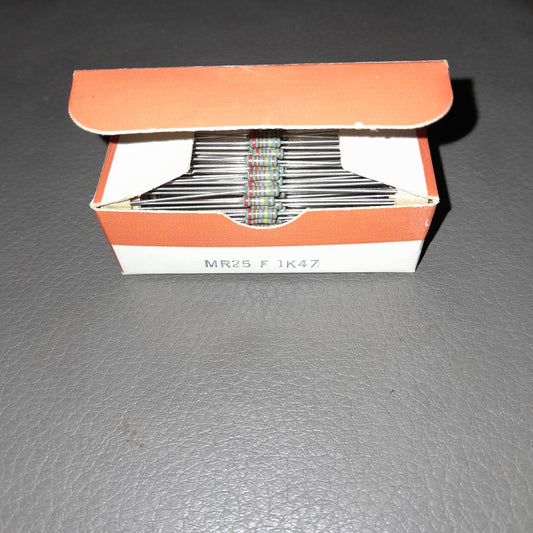 Philips resistor,  0.25 watts, 1% tolerance resistance value of 1.47 kΩ (1,470 ohms)