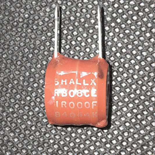 SHALLEY RB08CT high-quality capacitor (NOS) 1000 pF ±5% tolerance, polyester film capacitor.