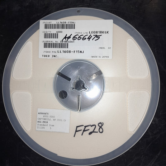 RF coil with an inductance of 1.5 nH and a tolerance of ±5% (NOS) reel of 4000