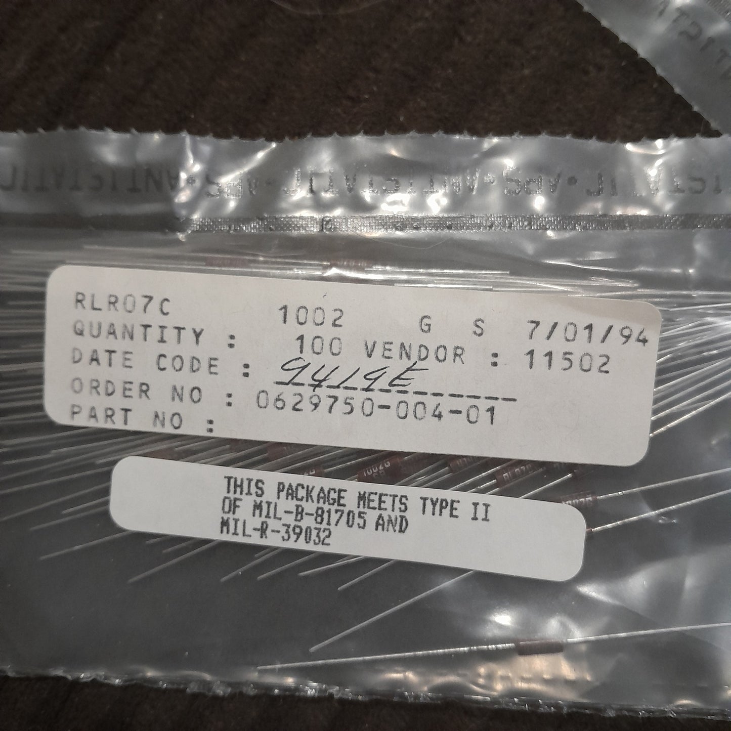 MIL-R-39032 military specification (ER) fixed film resistors. (NOS MIL/SPEC)