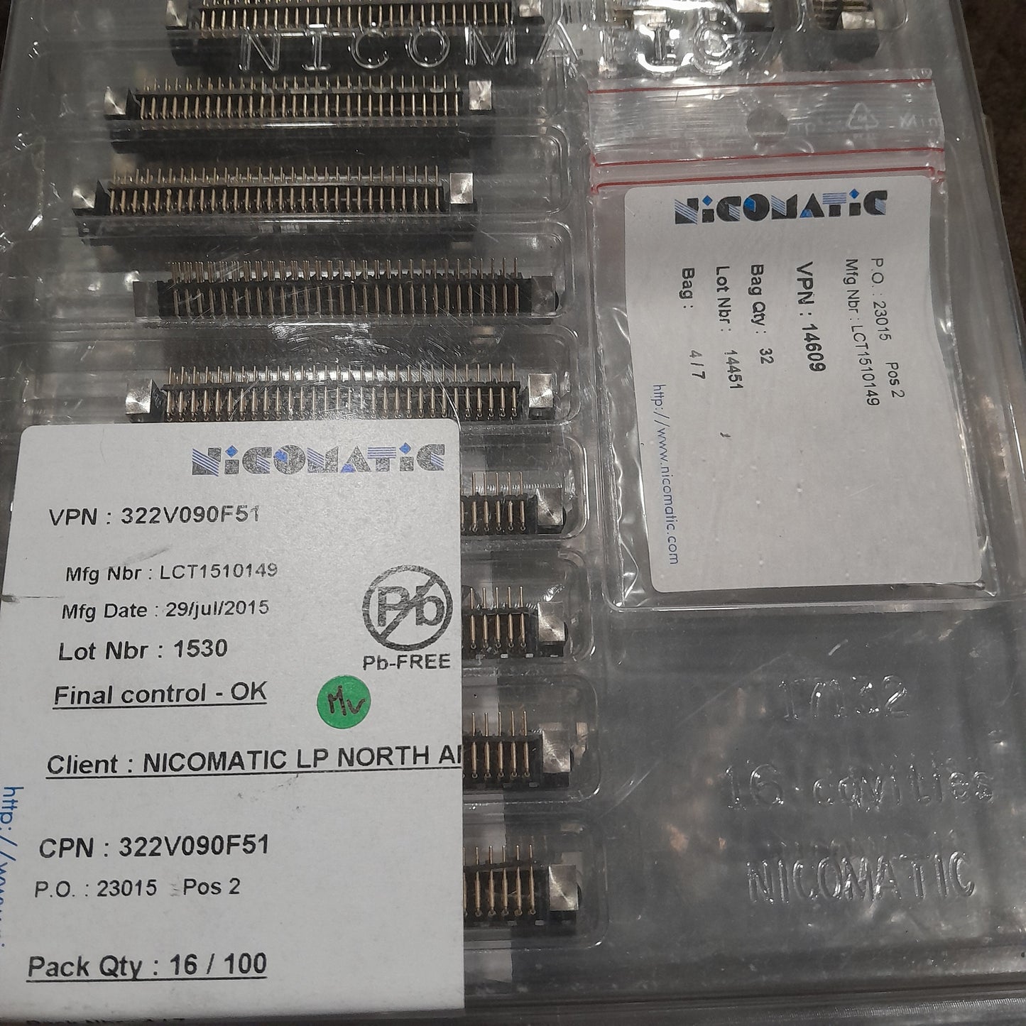 CMM 220 series micro-connector   (NOS mil/spec gold leads)